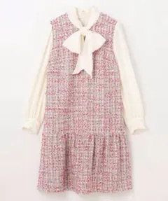 GRACE CONTINENTAL ピンク ツイードコンビワンピース