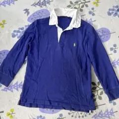 ラルフローレン ポロシャツ 長袖 八分袖 ポニーロゴ ブルー ラガーシャツ M