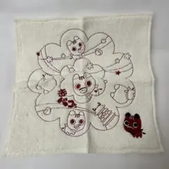 動物刺繍タオルハンカチ 約25cm 赤ベコちゃん　福島県会津