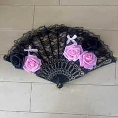花飾り付きレース扇子