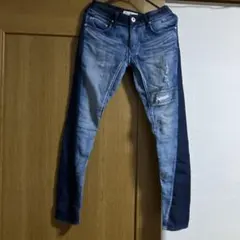 cookjeans ダメージ加工 デニムパンツ ダークブルー①