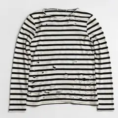 Y2K Black archive punk grunge ダメージ　ボーダー