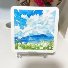 水彩画 風景 インテリア 絵 絵画 イラスト 原画 手描き 89×89mmサイズ
