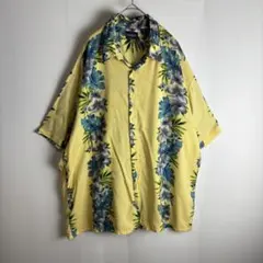 Puritan アロハシャツ XL レーヨン100% プルメリア 総柄イエロー