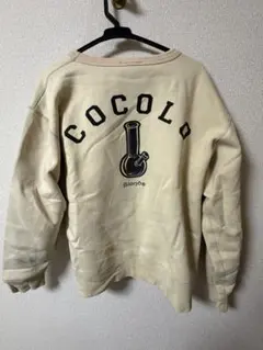 【人気デザイン】ココロブランド スウェット ベージュ デカロゴ 黒