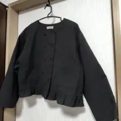 Samansa Mos2 麻入り裾フリルダブルボタンショートジャケット Ｆサイズ
