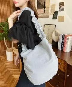 [moment+] ラメニットソーシャーリングデザイントートバッグ