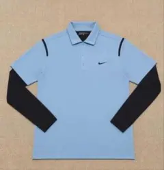 NIKE GOLF ポロシャツ 重ね着風 ライトブルー×ブラック M