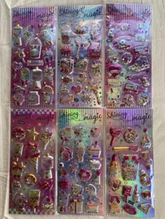 グリッター　シャカシャカシール　ぷくぷくシール　立体　シール交換まとめ【6枚】