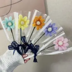 韓国／枯れない花/モールフラワーカラフルミニ花束5本