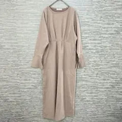 センスオブプレイス ✨ベージュ 長袖ワンピース Mサイズ　ロング　シンプル