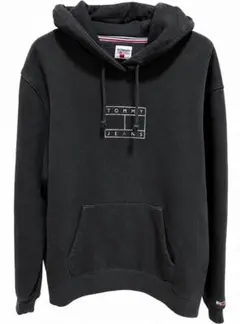 【美品】TOMMY JEANS パーカー ブラック 黒 M ロゴ フーディー