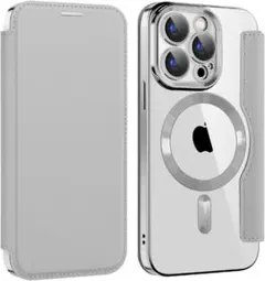 iPhone 16 pro手帳型ケース magsafe グレー 265L183