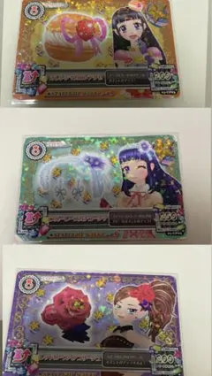 アイカツカード オレンジマカロンアクセ、ブルーレースカチューシャ、レッドローズ