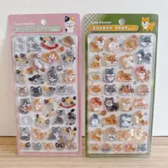 【正規品】ボンボンドロップシール　和柄　柴犬　猫　2枚セット