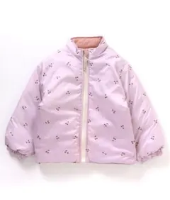 リバーシブル中綿ジャケット ピンク さくらんぼ パープル