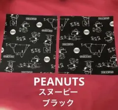 Ｓ*ン様 PEANUTS スヌーピー ブラック生地ハギレ 2枚　平成レトロ　レア