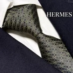 美品 エルメス ネクタイ シェーヌダンクル マイヨン ジャガード ハイブランド