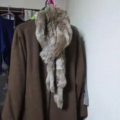 リアルラビットファー ストール ベージュ系