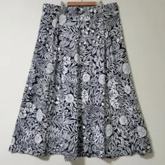 LANDS' END 【2X】ネイビー ホワイト 花柄 フレアスカートのサムネイル