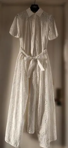 ZARA 刺繍入りホワイトロングワンピース Mサイズ