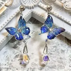 蝶 レジンピアス Ｎｏ．9