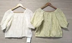 新品未使用　Thevonシャーリングシアーボートネックブラウス2枚セット　Fのサムネイル