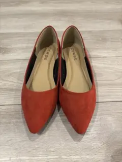 レッド スエード ポインテッドトゥパンプス