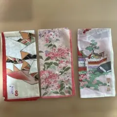 新品・未使用　和柄と花柄ハンカチ 3枚セット