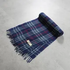 Burberry バーバリー ノバチェックマフラー ウール 英国製 ネイビー