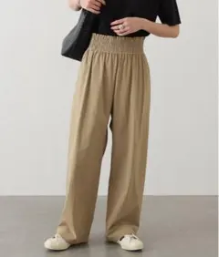 美品/ジャーナルスタンダード ナイロンストレッチワイドパンツ ベージュ 36