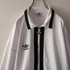90s アディダス 刺繍ロゴ 襟付 リブライン トラックジャケット XL～3L