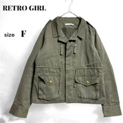 RETRO GIRL ミリタリージャケット F カーキ ポケット ジャンパー