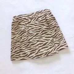 ラップキュロットパンツ Sサイズ ベージュブラウンゼブラ
