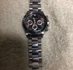 腕時計 クロノグラフ レッド系 シルバー メンズ ファッション小物