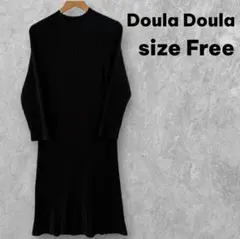 ドゥーラドゥーラ Doula Doula 黒リブニットワンピース 細見えのサムネイル