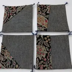 花柄布製コースター4枚セット