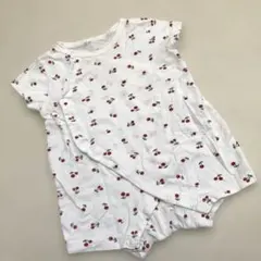 前開きロンパース 半袖 60-70cm さくらんぼ柄