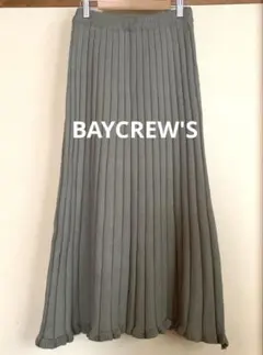 【BAYCREW'S】モスグリーン ニットプリーツ風ロングスカートのサムネイル