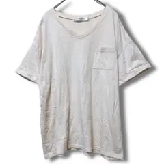 【ブルーストライブ】VネックTシャツ　前ポケット　半袖　メンズ　M　オフホワイト