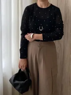 ドット柄シアーカットソー 長袖