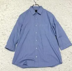タケオキクチ ストライプシャツ 7分袖 ライトブルー サイズ4