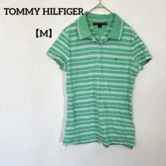 ✨️即日発送✨️TOMMY HILFIGER 【M】緑 ストライプ ポロシャツ
