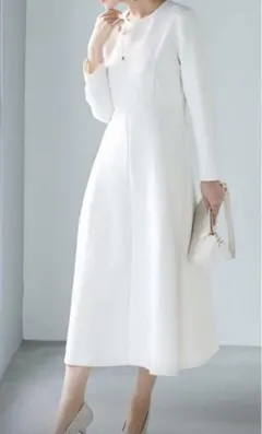 ボンディングフレアワンピース　ホワイトM