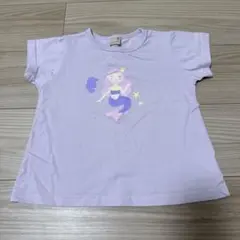 petit main 人魚プリント Tシャツ 薄紫 半袖 女の子