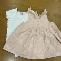 petit main プティマイン　ピンク フリル付き ワンピース