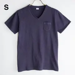 k*5様 【希少】ポケット付 Vネック Tシャツ S ネイビー 無地 日本製のサムネイル