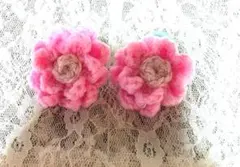 ⑤ヘアゴムぷっくりお花❁⃘*. 2個セット 立体モチーフ ハンドメイド編み物