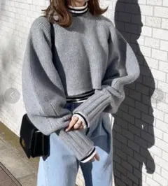 Spick and Span ボリュームスリーブショート丈ニット ウールニット