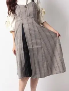 axes femme チェックプリーツジャンスカ